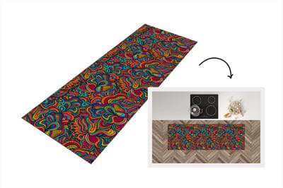 Keukenloper - Loper keuken - Boho - Patronen - Abstract - Flora - 150x50 cm - Keukenloper vinyl