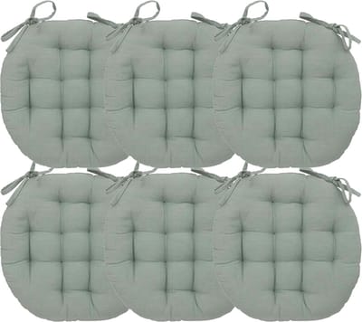 Atmosphera Tuinstoelkussen - 6x - mintgroen - katoen - 38 x 38 x 6.5 cm - wicker zitkussen rond