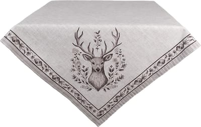 Clayre & Eef Tafelkleed 100x100 cm Beige Katoen Hert