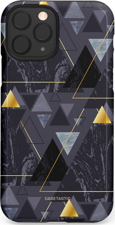 Casetastic hoesje geschikt voor Apple iPhone 11 Pro - Dubbellaagse bescherming - Zwart Goudpatroon - Fashion Case - Donkergrijs Grijs