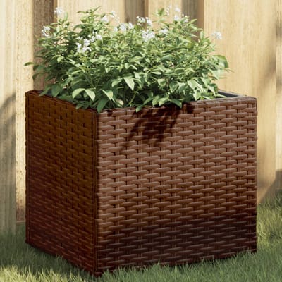 vidaXL - Plantenbakken - 2 - st - 36x30x32 - cm - poly - rattan - bruin
