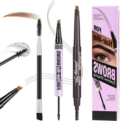 Professionele 2-in-1 Oogbrauwpotlood met Dubbelzijdige Borstel, Waterdicht en Fijn Voorgevormde Nibs voor Perfecte Oogbrows (Lichtbruin)