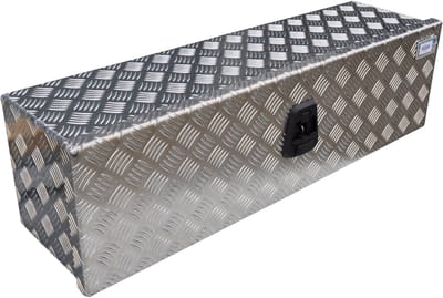 DE HAAN BOX OM - 900x250x250 mm - waterdichte en stofdichte aluminium traanplaat disselbak - voorzien van vlinderslot of t-sluiting
