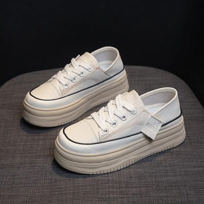 Leren Platform Witte Schoenen Dames Lente Nieuw Zachte Zool Twee Manieren Enkele Schoenen Casual Schoenen Kinder Sportschoenen Board Schoenen 40 gray