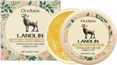 OceAura Hand en Voetcrème | Lanoline Crème | Gebarsten Hielen Crème | Hydraterende Handcrème | Voetcrème Tegen Eelt | Crème Droge Huid | Ruwe Huid Verzachten | Intensieve Hydratatie | Niet Vettige Crème | Deep Moisture Skin Care