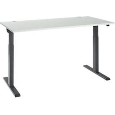 Bureau ERGO-T 2.0 - elektrisch in hoogte verstelbaar - B 1600 x D 800 x H 715-1205 mm - T-voet antraciet - lichtgrijs - ons merk Schäfer Shop Select