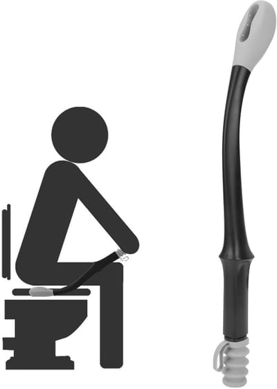 Wc-afveeghulp Lange Handgreep - Toilethulpmiddel Zelfveger - Onafhankelijk Toiletgebruik - Automatische Papierlossing - 40 cm - Grijs