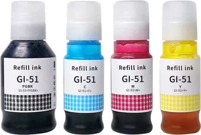 Navulflessen Geschikt voor Canon GI-51 | Multipack van 4 stuks Geschikt voor Canon GI-51 Pixma G1520 G1560 G2520 G2560 G3520 G3560