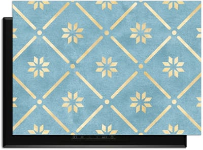 KitchenArt - Starline Blue Tile - Inductie Beschermer - 83x51.5 cm - Kookplaat Beschermer - Luxe Afdekplaat Inductieplaat - Anti-slip & Oprolbaar - Beschermmat Inductiekookplaat