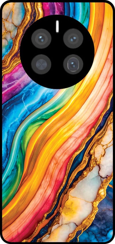 Smartphonica Telefoonhoesje Geschikt voor Huawei Mate 50 Pro met Regenboog Goud Marmer Opdruk - TPU Backcover Case Rainbow Gold Marble Design geschikt voor Huawei Mate 50 Pro