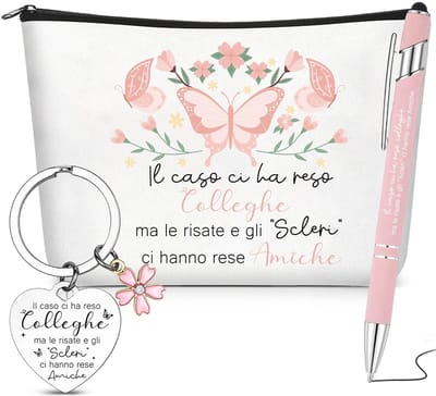 Dailygoods- Cadeauset Bedankje Collega's - Make-Uptas - Sleutelhanger - Roestvrijstalen Balpen - Afscheidscadeau - Verjaardag Vrouwen - Geschenkset