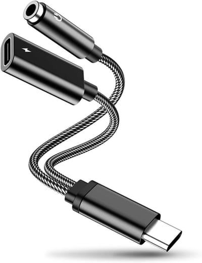 Koptelefoonadapter met USB C aansluiting en opladen - Hoofdtelefoon aansluiting voor mobiele telefoon