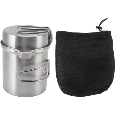 Buiten Houtkachel Kookpot Set Roestvrij Staal Draagbaar Winddicht Pot Set Wandelen Kamperen L(for 6.5-9kg) gray