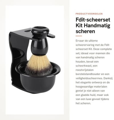Dailygoods- Scheerset Hoogwaardige ABS-hars - Scheerkwast - Veiligheidsscheermes - Scheerzeepkom - Borstelset - 3 Stuks - Scheerkit