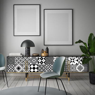 Zelfklevende tegelmuurstickers voor keuken en badkamer - 30 cementtegelstickers voor meubels - Erinah Design - 30 stickers 20x20cm