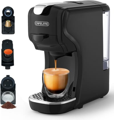 Koffiezetapparaat 3-in-1, 19 bar, Warm- en Koudzetmachine met 3 Bekerhouder-instellingen, 1450 W, 600 ml, Zwart