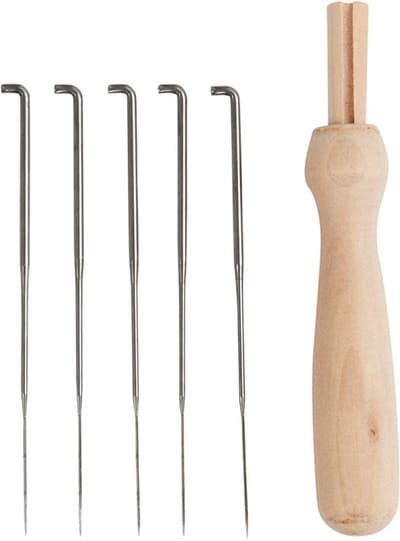 Creativ Company Felting Needle Holder Wood with 5 Needles