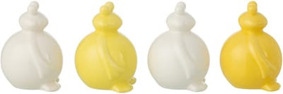 J-Line decoratie Kikker - porselein - wit/geel - doos van 4