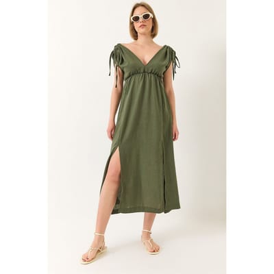 V-hals Maxi jurk met Split