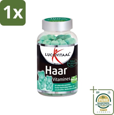 1 x Lucovitaal - Supplement - Haar Vitamines - Suikervrij - Bosbessen Smaak - 60 Gummies- Haar Vitamines - Haar Groei - Biotine - Zink - Suikervrije Gummies