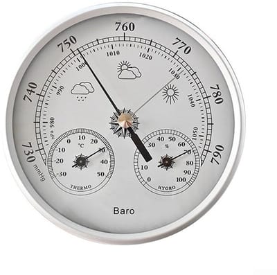 Weerstation - Barometer Hygrometer - Weersvoorspelling Thuis - Mechanisch Geen Stroom - 130MM - Wit