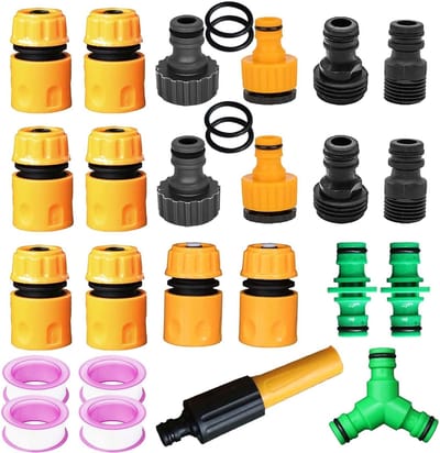 20 Tuinslang Koppelingen Plastic, 1/2 en 3/4 Inch Coupler, Twee-Weg Koppeling Y-Splitsing, 2-In-1 Kraan Connector voor Tuinslang, Snelkoppeling en Kraan Adapter