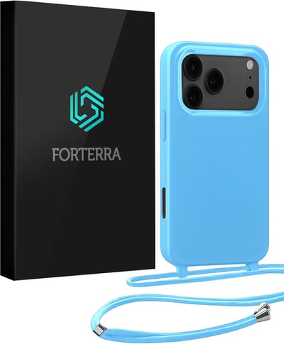 Hoesje Geschikt voor iPhone 17 Pro Case Siliconen Hoes Met Koord - Hoes Geschikt voor iPhone 17 Pro Met Telefoonkoord Hoesje Backcover - Lichtblauw