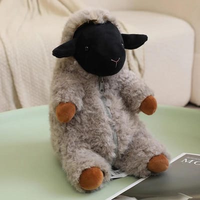 Gevuld Lam Knuffelpop Met Afneembare Jas Rits Wol Outfit Creatief Ontwerp Zacht Pluizig Schaap Voor Huisornament Cadeau 20cm