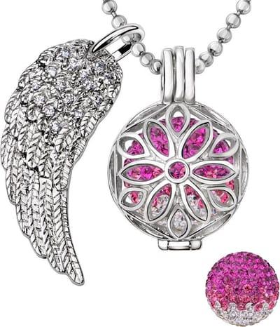 Engelenroeper 18mm Bolhouder met Ketting 90cm en Bolletje - Dames - Zilverkleurig Bloem - EBS18112