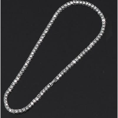 4mm Iced Out Bling Aaa Zirkoon 1 Rij Tennis Collier Mannen Hip Hop Sieraden Goud Zilver Kleur Charms 18inch Necklace gray