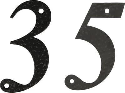 AMIG Huisnummer 35 - massief gesmeed staal - 10cm - incl. bijpassende schroeven - zwart