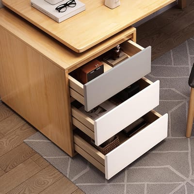 ElegantWood Massief Houten Bureau met - 140x60x75 cm - Naturel - Novihome
