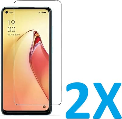 Screenprotector Glas - Tempered Glass Screen Protector Geschikt voor: Oppo Reno 8 Lite 5G - 2x