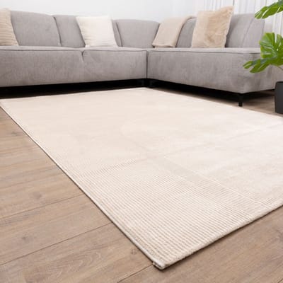 Crème Tapijt Kwalitatief Laagpolig Vloerkleed Koho Premium Touch 3D Toon op Toon - 280x380cm- Modern - Woonkamer - Salon - Slaapkamer - Eetkamer