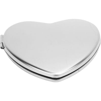 Compact Make-up Spiegel Dubbelzijdig Roestvrij Staal Effen Kleur Valbestendig Zakformaat Draagbaar white