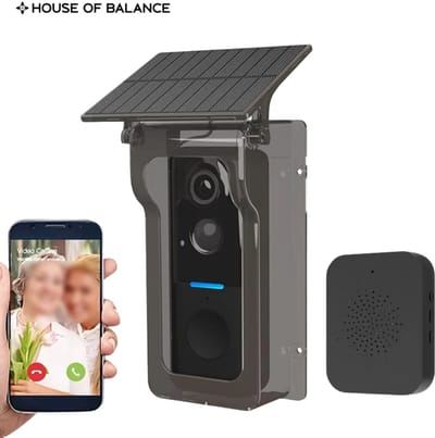 HOB Smart Black Solar Set - Video deurbel met camera - Waterdicht - Video Deurbel Draadloos - Zonne-energie - Bewegingsdetectie