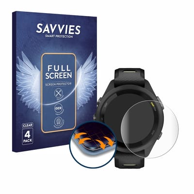 Savvies - Screenprotector voor Garmin Forerunner 265S (42 mm) - Folie Beschermfolie transparant volledig dekking 4 Stuks
