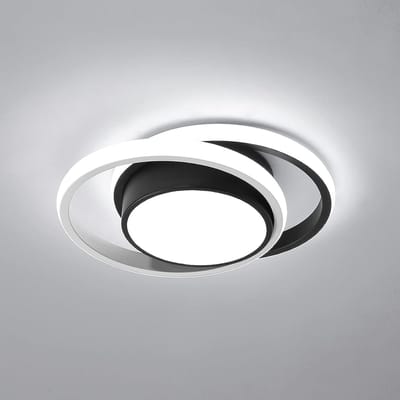 Riserva LED Plafondlamp Dubbele Ring Design - 36W - 4050 lm - 6500K Koel Wit - Zwart/Wit - Moderne Plafonnière voor Woonkamer, Slaapkamer, Keuken en Eetkamer