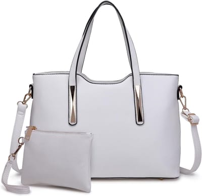 Dames Handtas - Schoudertas Shopper - Dagelijks Gebruik - 3 Delige Set - 33 x 23 x 13 cm - Wit