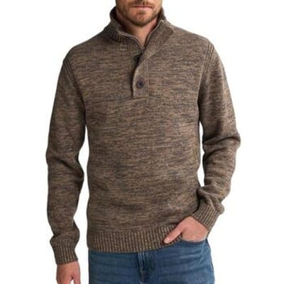 Petrol Industries Heren Trui - Gebreide Trui - Regular Fit - Opstaande Kraag - Katoen - Truien - Pullover - Bruin - Maat XXL