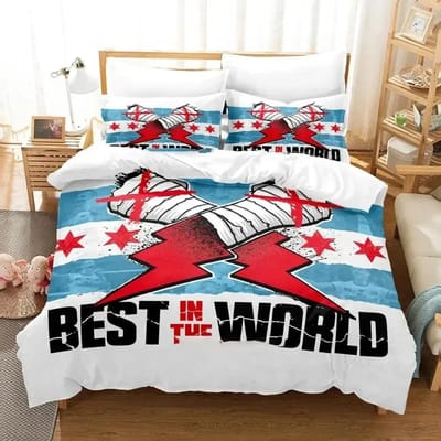 CM Punk Aew The Best In The World Beddengoedset Dekbedovertrek Bedset Dekbedovertrek Kussensloop Dekbed King Queen Size Jongens Volwassene AU Queen 210x210cm