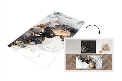 Keukenloper - Loper keuken - Marmer - Roségoud - Zwart - Wit - 120x60 cm - Keukenloper vinyl