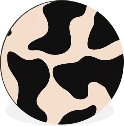 WallCircle - Wandcirkel - Muurcirkel - Vlekkenpatroon - Koe - Beige - Aluminium - Dibond - 30x30 cm - Binnen en Buiten