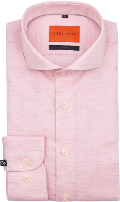 Suitable Melange Overhemd Roze - Maat 38 - Heren - Casual Shirt