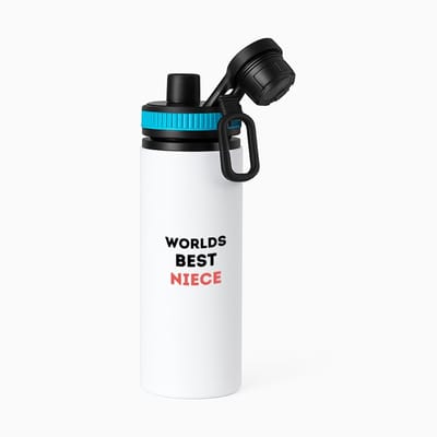 Hacebo® - worlds best niece waterfles met draaidop blauw - Nicht - de beste nicht - verjaardagscadeau - verjaardag - cadeau - cadeautje voor nicht - nicht artikelen - kado - geschenk - gift - water fles - 850ML
