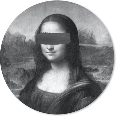 Muismat rond 20x20 cm - Mousepad Mona Lisa - Leonardo da Vinci - Zwart - Wit - Ronde muismatten