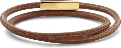 Frank 1967 – Heren Armband – 7FB-0753-40 - dubbele lerenarmband heren - mat cognac - 40 cm