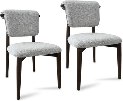 Eetkamerstoel Bora - Set van 2 - Bouclé Stof - Noten Onderstel - Massief Beukenhout - Japandi - Scandinavisch Design