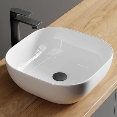 Wastafel Vierkant Keramiek Opzetmodel Wit 42.5 x 42.5 cm voor Badkamer en Toilet