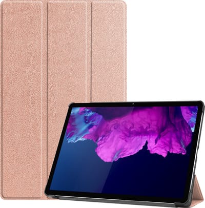 Hoesje - Geschikt voor Lenovo Tab P11 - Dun & Stevig - Hardcover Book Case - Trifold Bookcase Hoes - Hard Cover - Tablethoes - Rosé goud